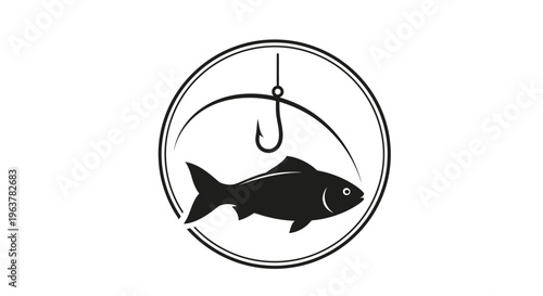 Fish Hook Circle Icon Graphic Design.