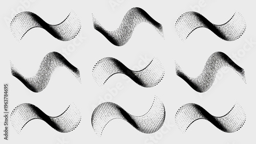 An abstract composition features nine wavy dotted lines arranged in a grid creating a modern and minimalist visual pattern high quality professional detailed elegant stylish clean