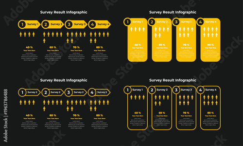 Modern Infographic Templates for Survey Results, Business Data Visualization, and Statistical Presentation.