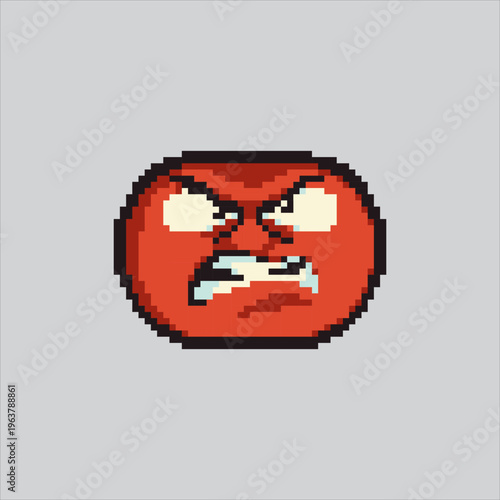 Pixel art illustration Angry Face. Pixelated Angry Emoji. Angry Face Emoji Expression Icon pixelated for the pixel art game and icon for website and video game. old school retro.