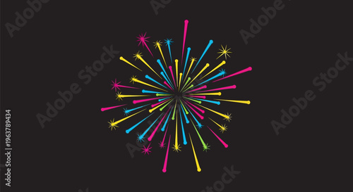 Colorful Firework Exploding in Air.