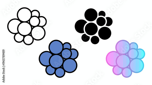An abstract composition featuring clusters of overlapping circles in white black blue and pink purple hues high quality professional detailed modern elegant stylish clean crisp vibrant