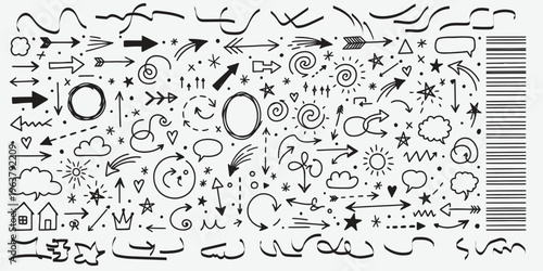 A collection of various hand drawn doodles and symbols