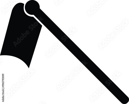 Minimal garden hoe tool in flat black silhouette style.