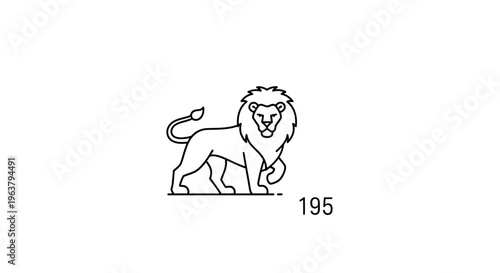 Lion Illustration Standing Majestic Animal Drawing.