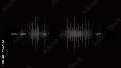 A detailed waveform visualization is displayed against a black background representing sound or audio signal fluctuations high quality professional modern elegant stylish clean crisp vibrant colorful
