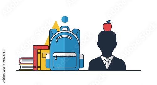 Student Backpack Books and Silhouette.