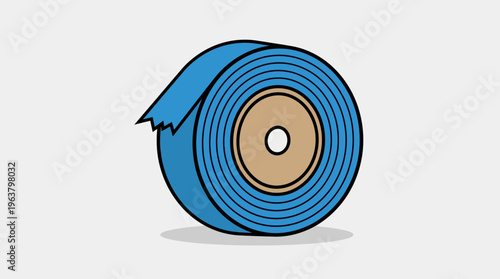 Roll of blue adhesive electrical tape vector illustration