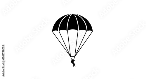 Parachute skydiver silhouette icon isolated on white background