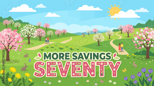 Spring Landscape with a Savings Advertisement
