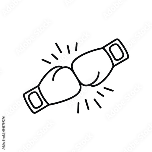 Doodle of two boxing gloves colliding with impact lines