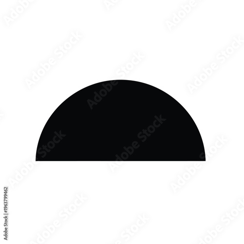Simple black semicircle graphic on a plain white background
