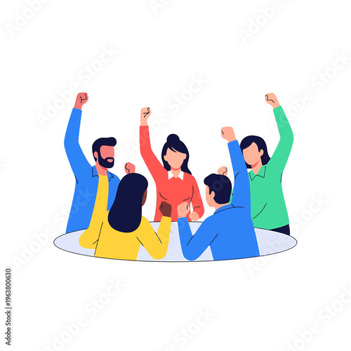 a diverse group of people raising fists in unity and empowerment symbolizing collective success teamwork and protest for social issues