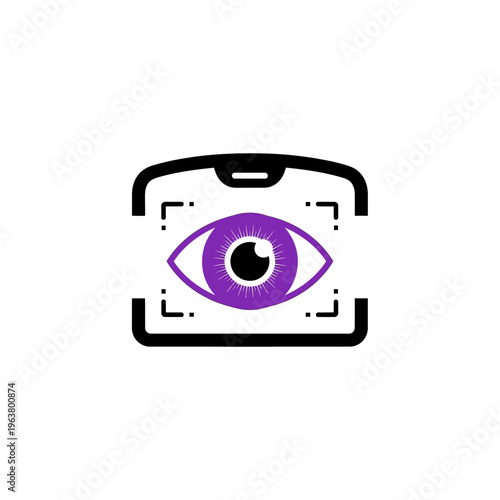 Futuristic biometric eye scan icon symbolizing advanced digital security, intelligent AI authentication, and secure access control systems