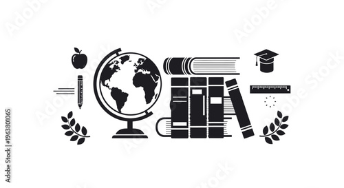 Education icons on white background.