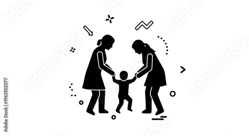 Two women holding a toddler.