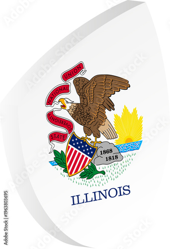 Fotografie 3D Illinois Flag Shield in Isometric Rugby Ball Shape
