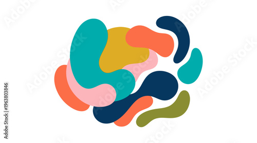 Vibrant Abstract Colorful Shapes Arrangement for Modern Graphic Design.