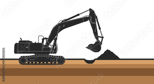 Heavy duty excavator digging earth ground.