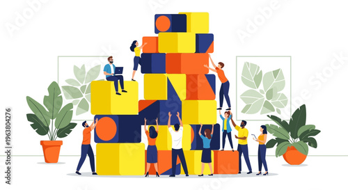 Diverse agile team collaborating on complex infrastructure and strategic growth to achieve corporate excellence in a modern workplace