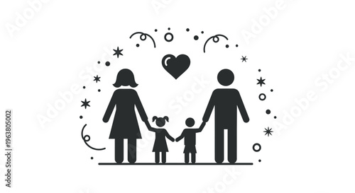 Family Silhouette Holding Hands Together.