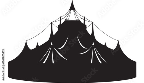 Circus tent silhouette in dramatic lighting for illustration design Transparent Background