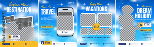 Travel and vacation social media post template
