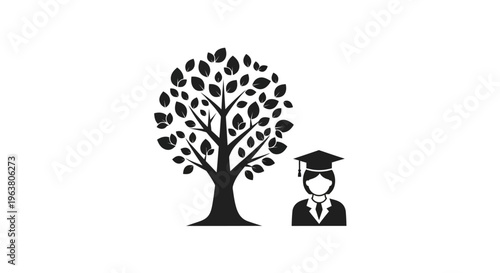 Graduate Student Wearing Cap Gown.