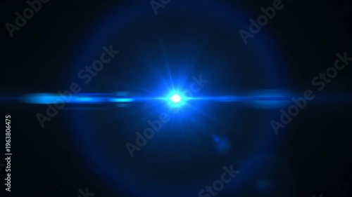 Light Beam Lens Flare Optical Effect Creating an Intense Centered Starburst on a Dark Cosmic Background