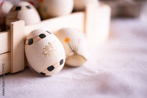 Easter beige background in soft natural light