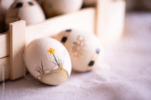 Easter beige background in soft natural light