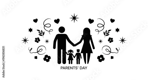 Family holding hands together happily.