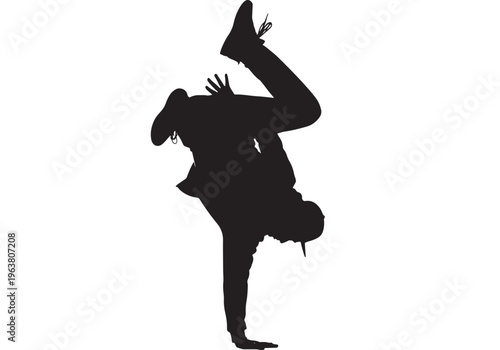 Silhouette of man doing handstand in dark shadow with dynamic movement on for dance or fitness Transparent Background