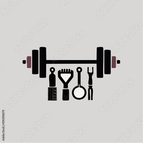 Black silhouette of muscular man lifting dumbbell weights