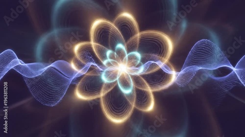 Glowing flower with wavy pattern ideal for naturethemed designs, branding, background artwork, floral prints, digital marketing, meditation content.