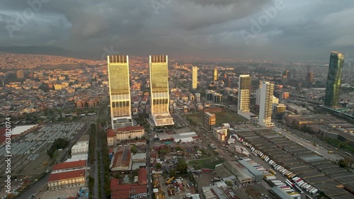 Altinyol, Izmir's busiest street, and the surrounding skyscrapers, Folkart Tower.

