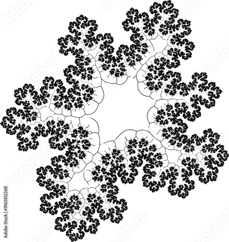 Fractal Tree Structure Design, Mathematical Geometry and Nature-Inspired Art for Abstract and Scientific Illustration