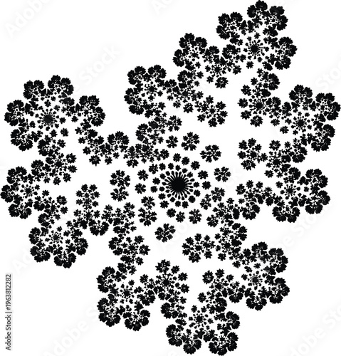 Fractal Flower Pattern with Repeating Floral Design, Vector for Abstract, Geometric, and Nature-Inspired Art Designs