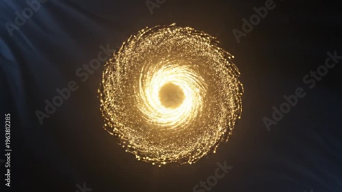Swirling golden vortex with a glowing center space effect suitable for backgrounds, science fiction themes, graphics, and mystical concepts.