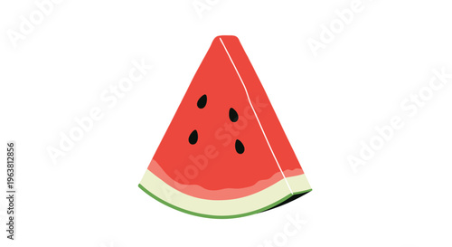 A slice of watermelon is presented on a blank surface for eating.