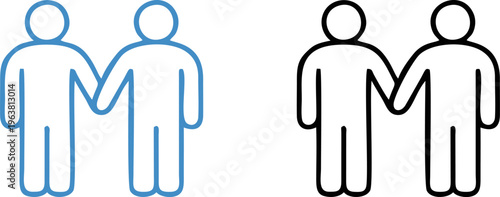 Two Men Holding Hands Friendship or Gay Couple Vector