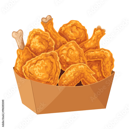 Deliciously Crispy Fried Chicken Pieces in a Cardboard Container