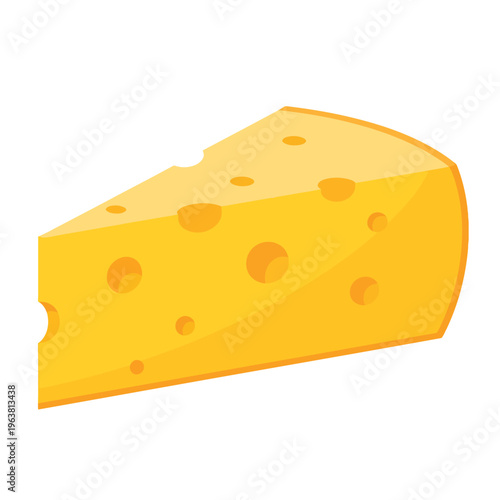 Delicious wedge of Swiss cheese with characteristic holes, a popular dairy product for culinary use