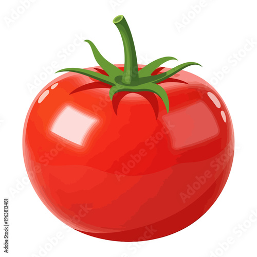 Bright Red Ripe Tomato Illustration - Freshness and Health
