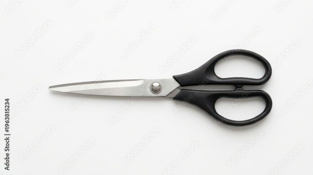 Fototapeta premium Black handled scissors isolated on white background