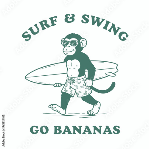 Monkey wearing sunglasses and shorts.