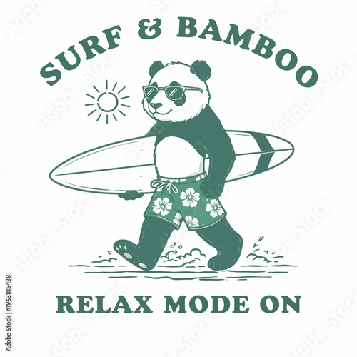 Panda bear in floral shorts walking.