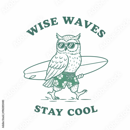 Owl Wearing Sunglasses and Shorts.