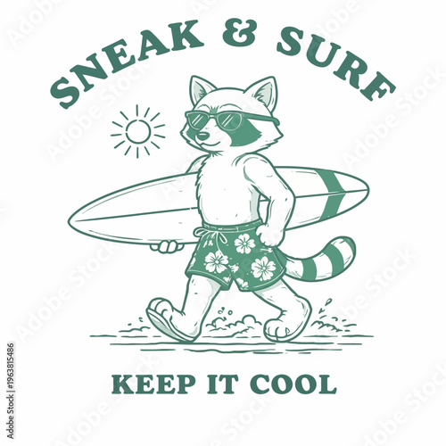 Raccoon wearing sunglasses and shorts 1.