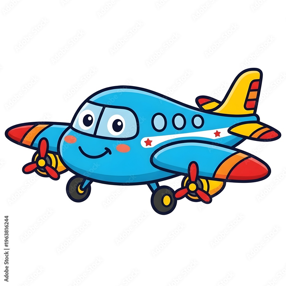 Naklejka premium Cute Airplane Clipart for Kids Coloring Page Vector Outline